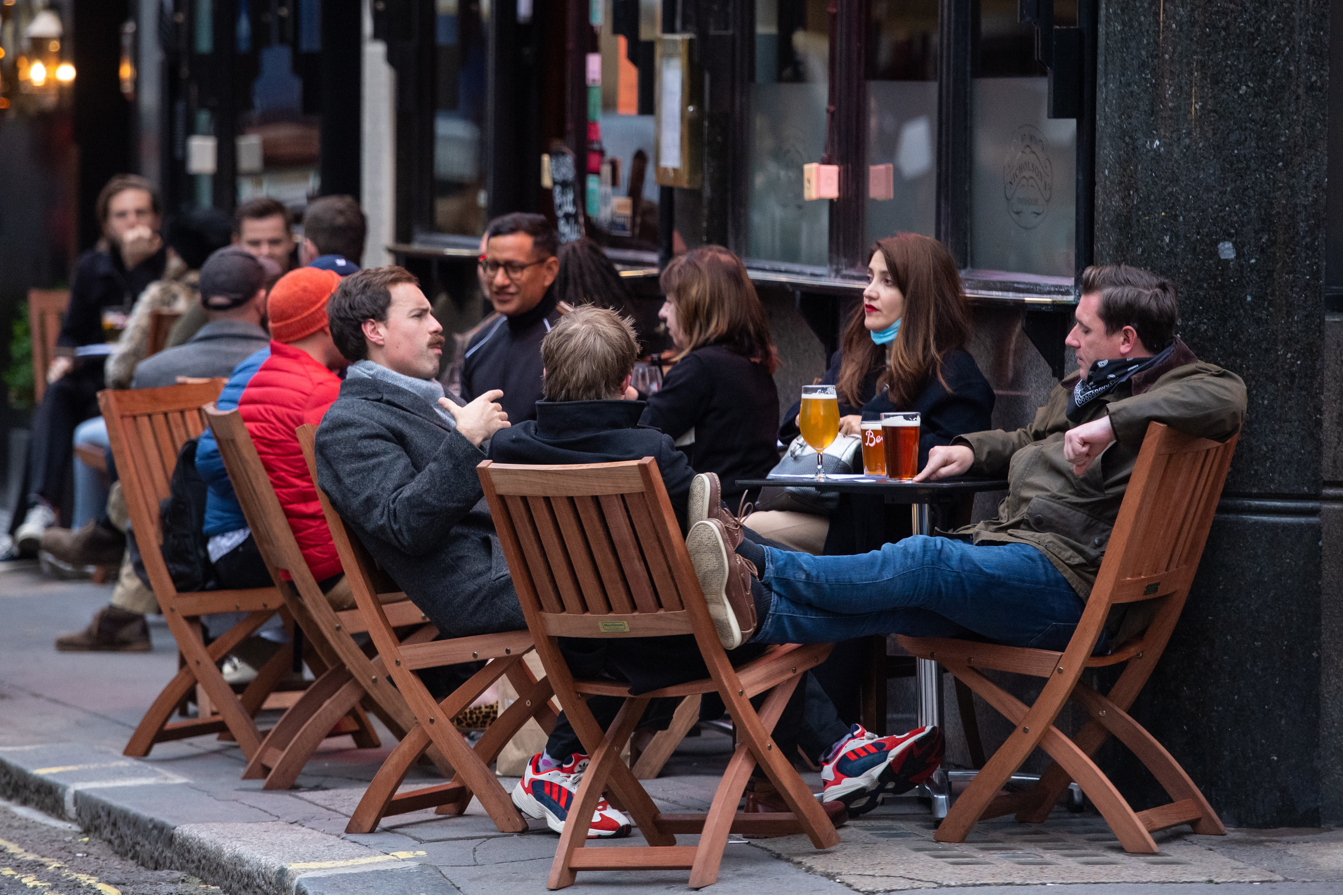 Drinkers outside a pub