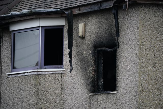 Scorch marks from the fire at the home in Bexleyheath