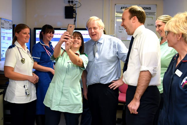 Boris Johnson toured the hospital with Health Secretary Matt Hancock 