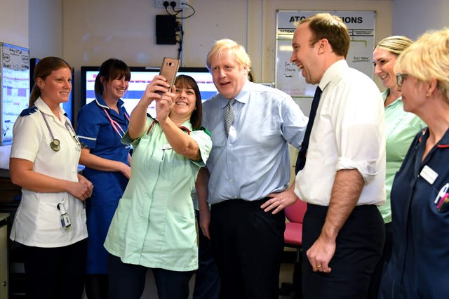 Boris Johnson toured the hospital with Health Secretary Matt Hancock