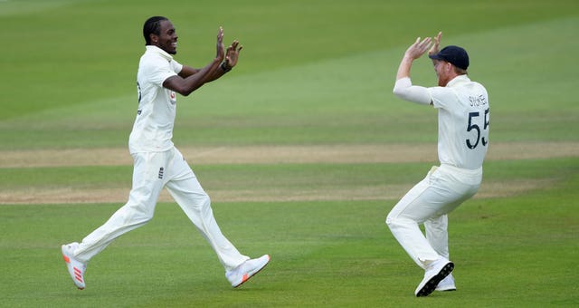 Jofra Archer, left, took three wickets in West Indies' second innings in the first Test last week (Mike Hewitt/NMC Pool/PA)