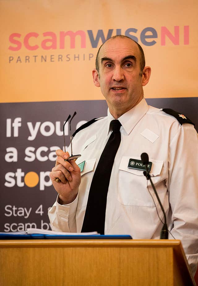 PSNI Chief Superintendent Simon Walls speaks at the launch of Scamwise NI (Liam McBurney/PA)