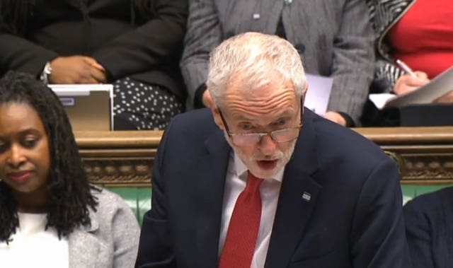 Labour party leader Jeremy Corbyn speaks during Prime Minister's Questions in the House of Commons