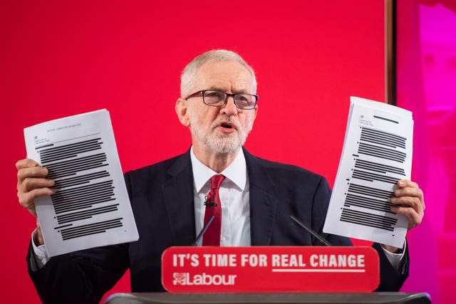 Labour leader Jeremy Corbyn unveils the document in Westminster