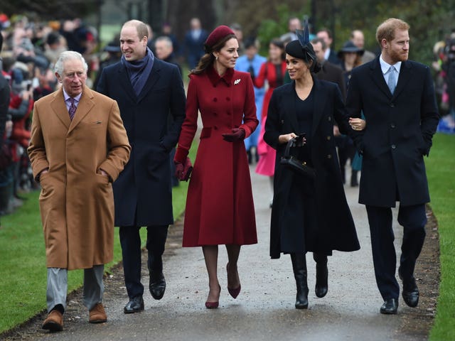 The Prince of Wales, his sons and their wives on Christmas Day
