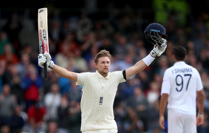Joe Root celebrates a century at Headingley