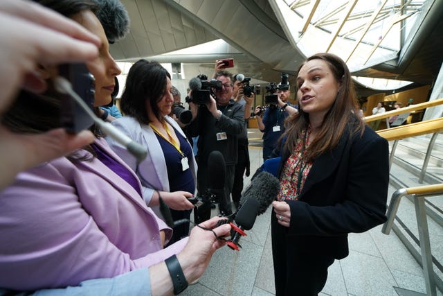 Kate Forbes speaking to journalists