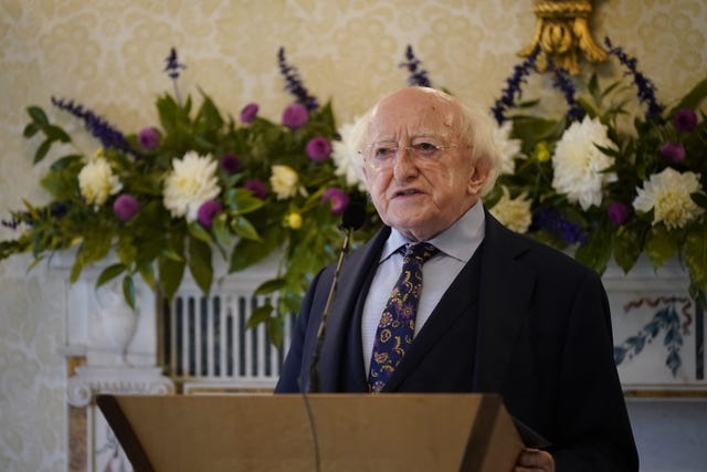 Michael D Higgins at a lectern