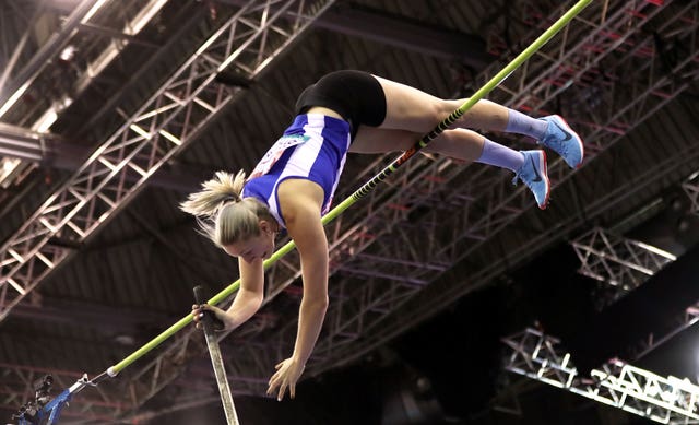 Holly Bradshaw won the pole vault at the Muller Indoor Grand Prix
