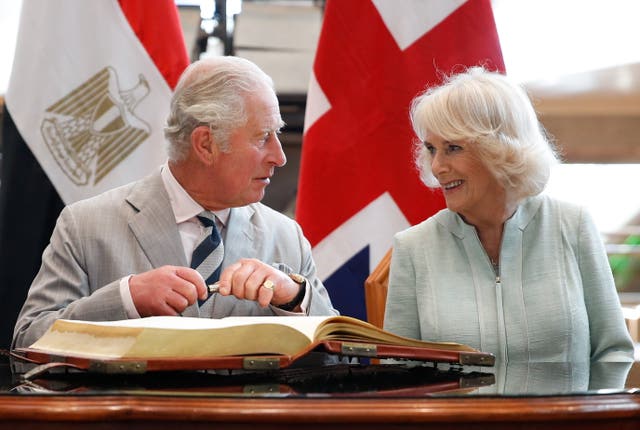 The Prince of Wales and the Duchess of Cornwall during a visit to Alexandria in Egypt in November