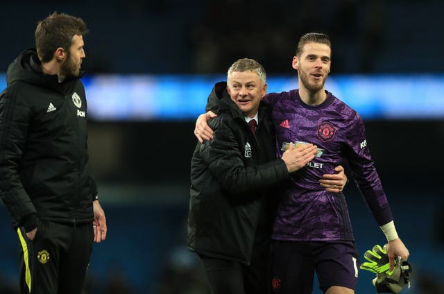 Ole Gunnar Solskjaer (left) was left celebrating a superb win