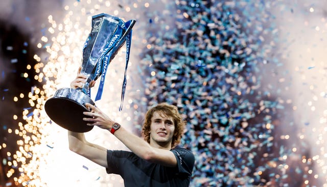 Alexander Zverev celebrates winning the 2018 ATP Finals in London (PA)