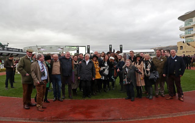 Winning connections of Imperial Aura at the Cheltenham Festival in 2020
