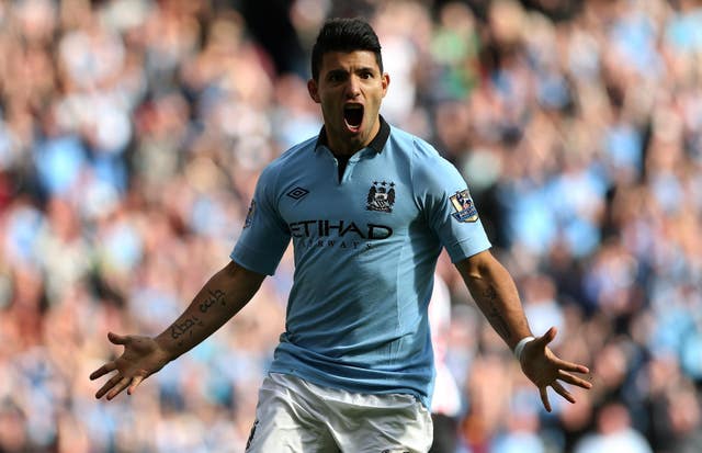 Sergio Aguero celebrates a goal