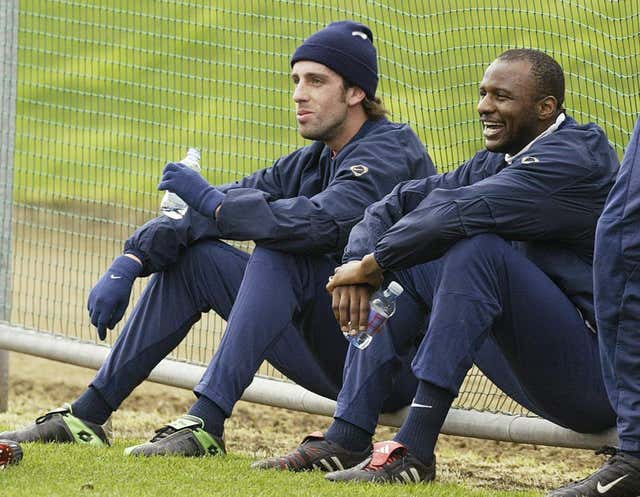 Edu (left) played alongside former Arsenal captain Patrick Vieira