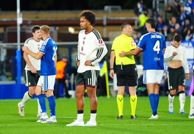 Joshua Zirkzee looks dejected at the final whistle