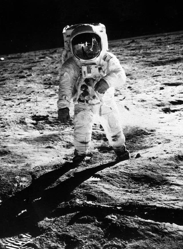 Buzz Aldrin on the surface of the moon (PA)