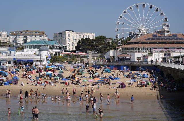 Bournemouth beach in Dorset on Monday