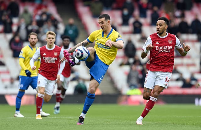 Lewis Dunk was unable to steer Brighton to a second successive Premier League win at Arsenal.