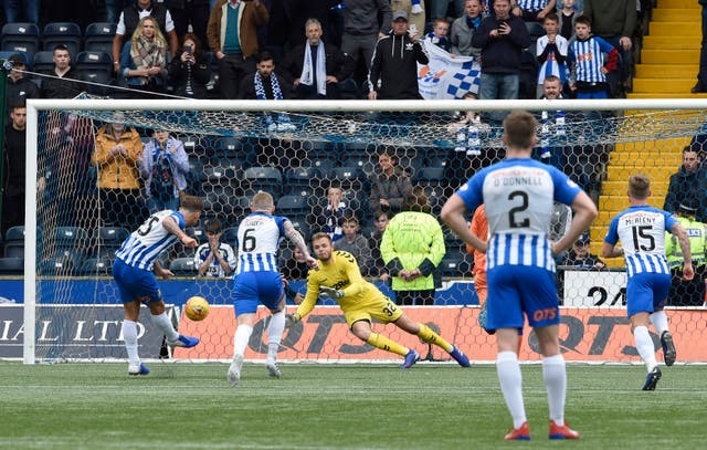 Eamonn Brophy scores the goal that takes Kilmarnock into the Europa League as Rangers suffer a 2-1 away defeat 