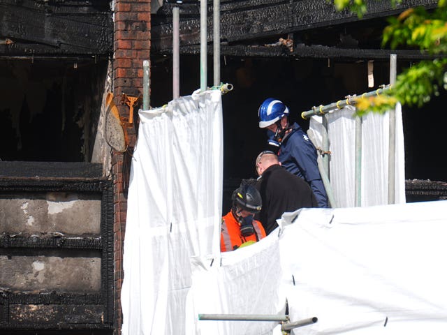 Fire crews working at the scene of the fire
