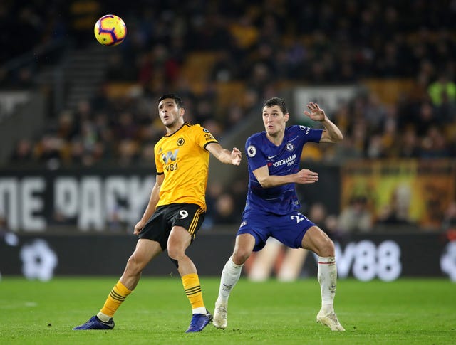 Raul Jimenez, left, levelled for Wolves