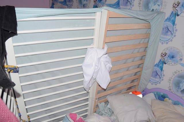The 'cage bed' in which 19-month-old Ellie-May Minshull Coyle died