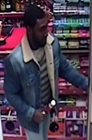 Jude Gayle visiting a corner shop on the junction of Dunbar Street and Norwood High Street