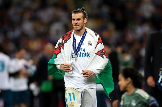 Gareth Bale celebrates winning the 2018 Champions League final