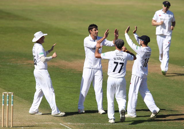 Cricket action between Derbyshire and Leicestershire