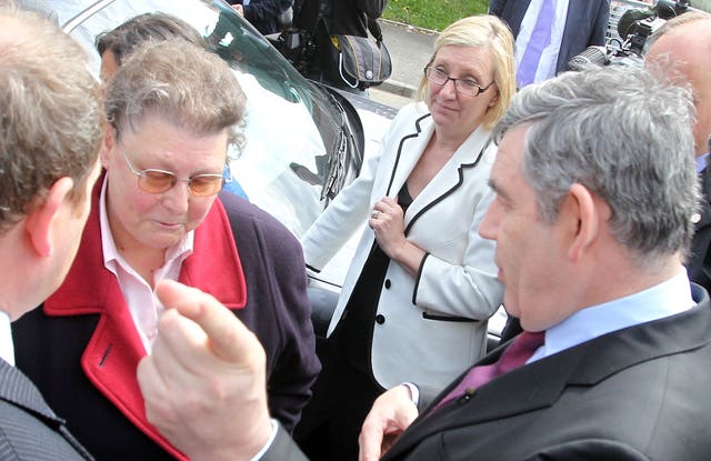 Gordon Brown speaks to local resident Gillian Duffy in Rochdale (Lewis Whyld/PA Archive)
