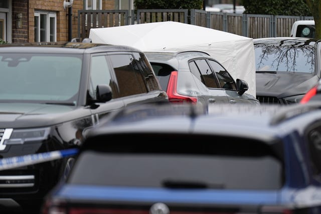 A police forensics tent at the scene in Brent