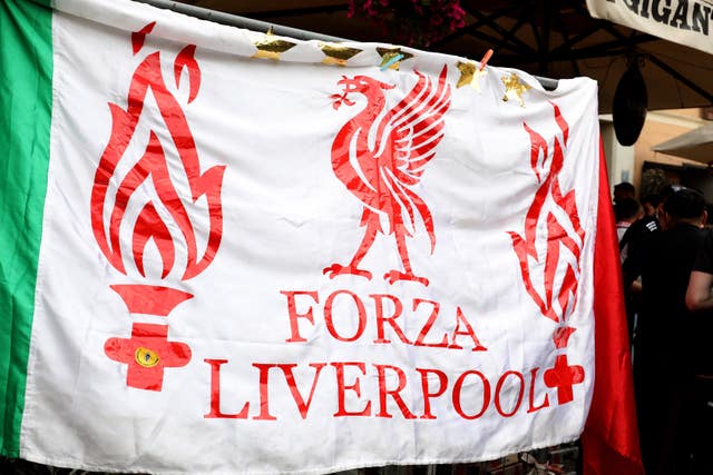 A view of a Liverpool flag in Rome (Steve Parsons/PA)
