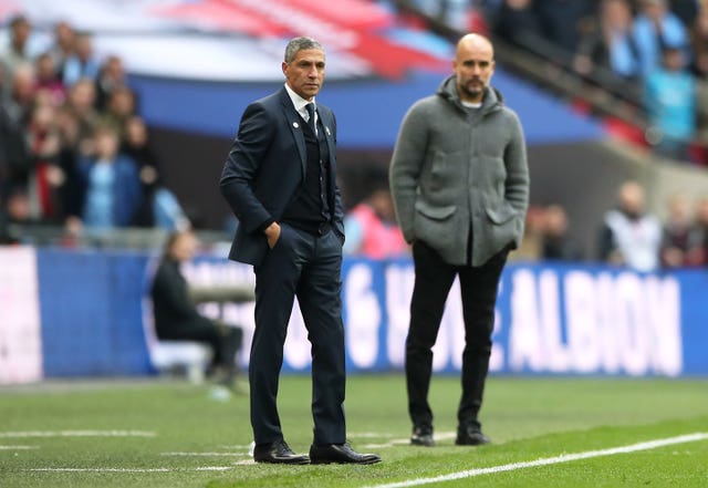 Chris Hughton guided Brighton to the FA Cup semi-finals, where they lost 1-0 to Pep Guardiola's Manchester City at Wembley 