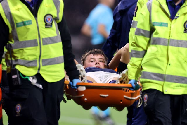 Nathan Patterson left the match on a stretcher