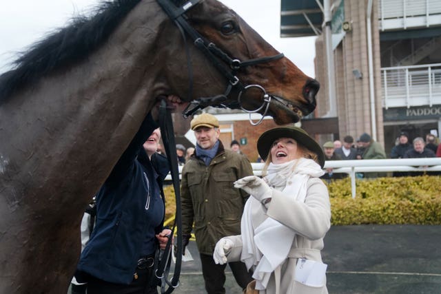 Christian and Geri Horner celebrate Lift Me Up winning at Warwick