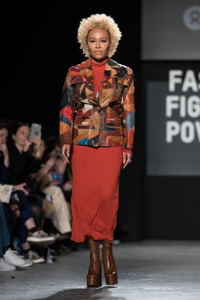 Emeli Sande on the catwalk during the Oxfam Fashion Fighting Poverty show