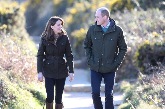The Duke and Duchess of Cambridge on a cliff walk during a visit to Howth Head in Co Dublin