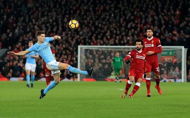 Mohamed Salah scores the decisive goal in Liverpool's 4-3 win over City last season