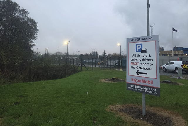 Mossmorran factory gate sign