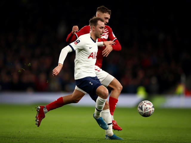 ose Mourinho does not want to discus the future of Tottenham midfielder Christian Eriksen, pictured in action against Middlesbrough in the FA Cup.