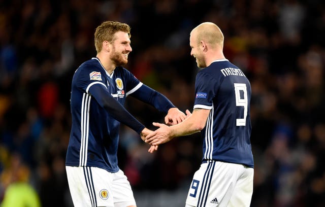 Steven Naismith (right) scored twice against Albania