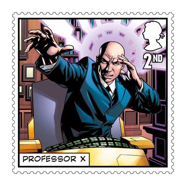 One of the 17 new X-Men stamps, showing character Professor X