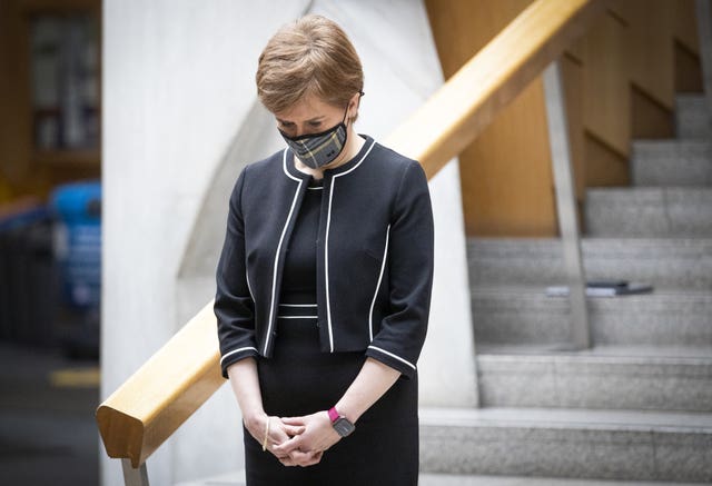 First Minister Nicola Sturgeon observes the minute’s silence