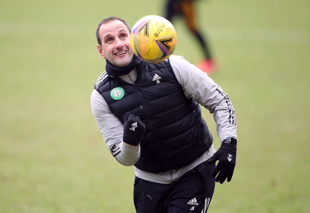 Celtic assistant John Kennedy in training