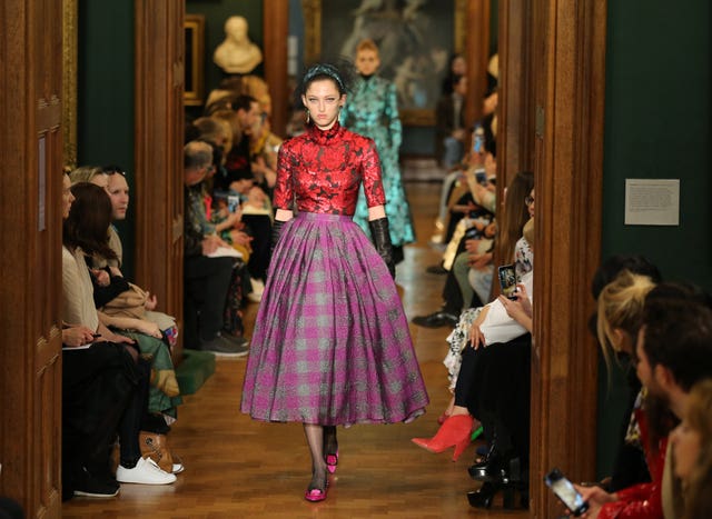 Models on the catwalk during the Erdem Autumn/Winter 2019 London Fashion Week show at The National Portrait Gallery, London.