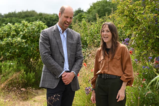 Managing director Rachel Philips and William talk during a visit to the Apricot Centre in Dartington, Totnes