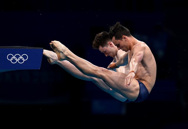 Tom Daley and Matty Lee in perfect synch on their way to gold in the 10 metre platform diving