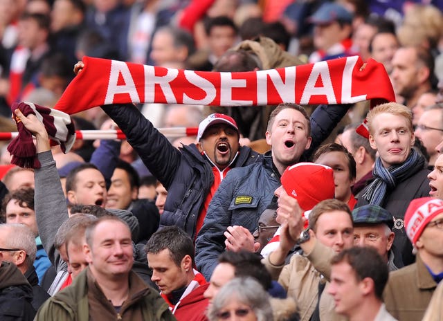Arsenal fans at a game against Tottenham