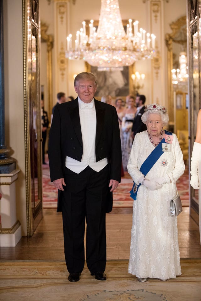 US President Donald Trump and the Queen ahead of the state banquet